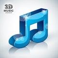 Funky blue musical note 3d modern style icon . Royalty Free Stock Photo